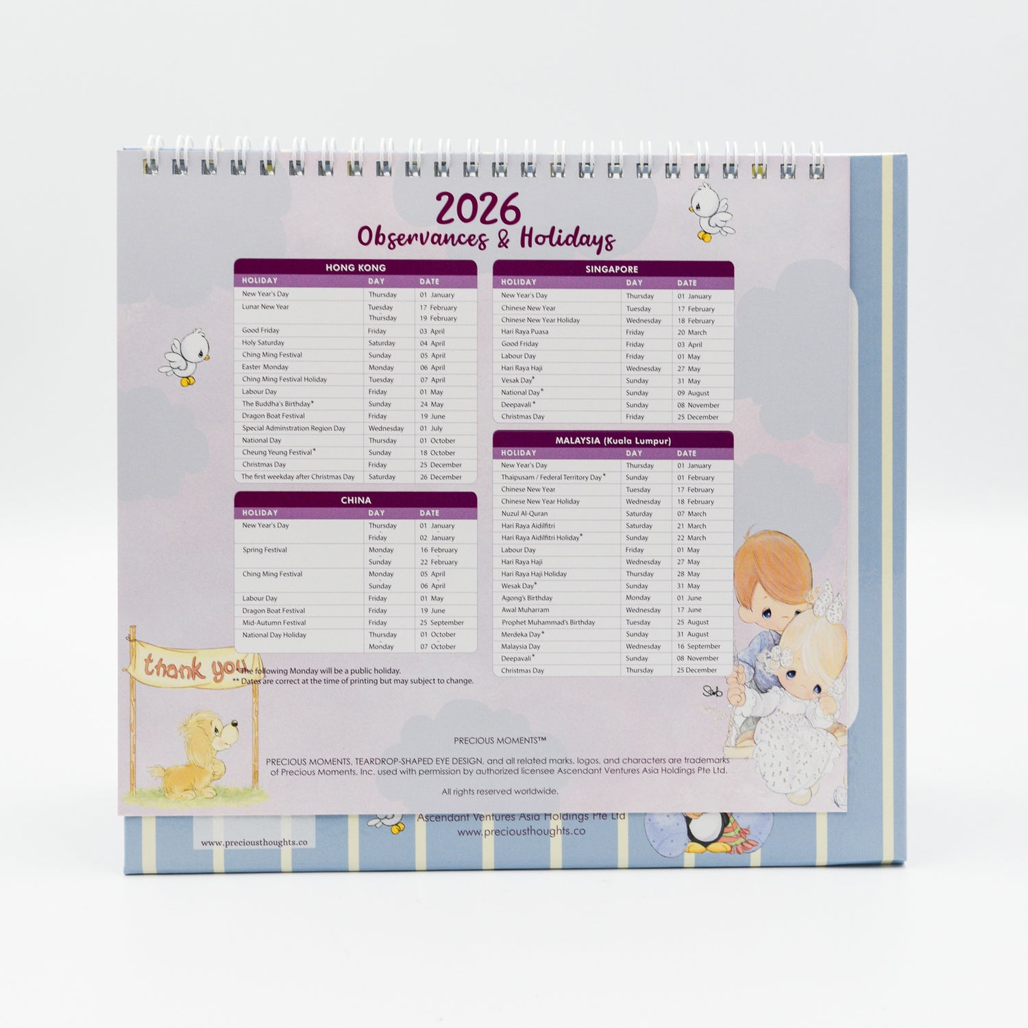 2026 Precious Moments Calendar (Treasure Time Together)